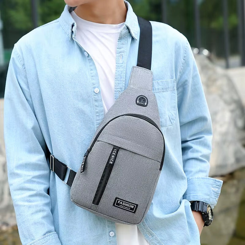 Men's Fashionable Chest Bag - Solid Color One Shoulder Crossbody Bag for Outdoor Casual