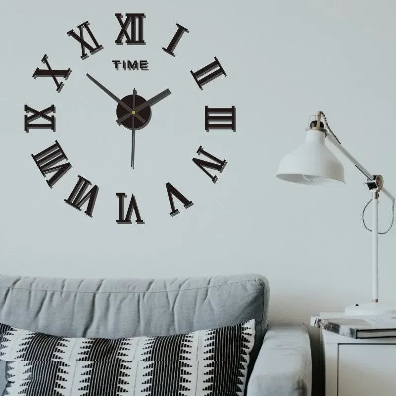 DIY Wall Clock 40cm/16'' Frameless Modern 3D Wall Clock Mirror Sticker Clock for Home Office Hotel Restaurant School Decoration