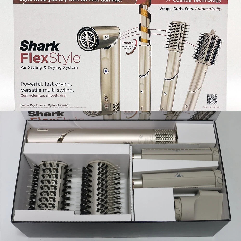 Shark HD430 FlexStyle Negative Ion Hair Dryer&Airwrap,Powerful Hair Dryer Brush & Multi-Styler with Auto-Wrap Curlers