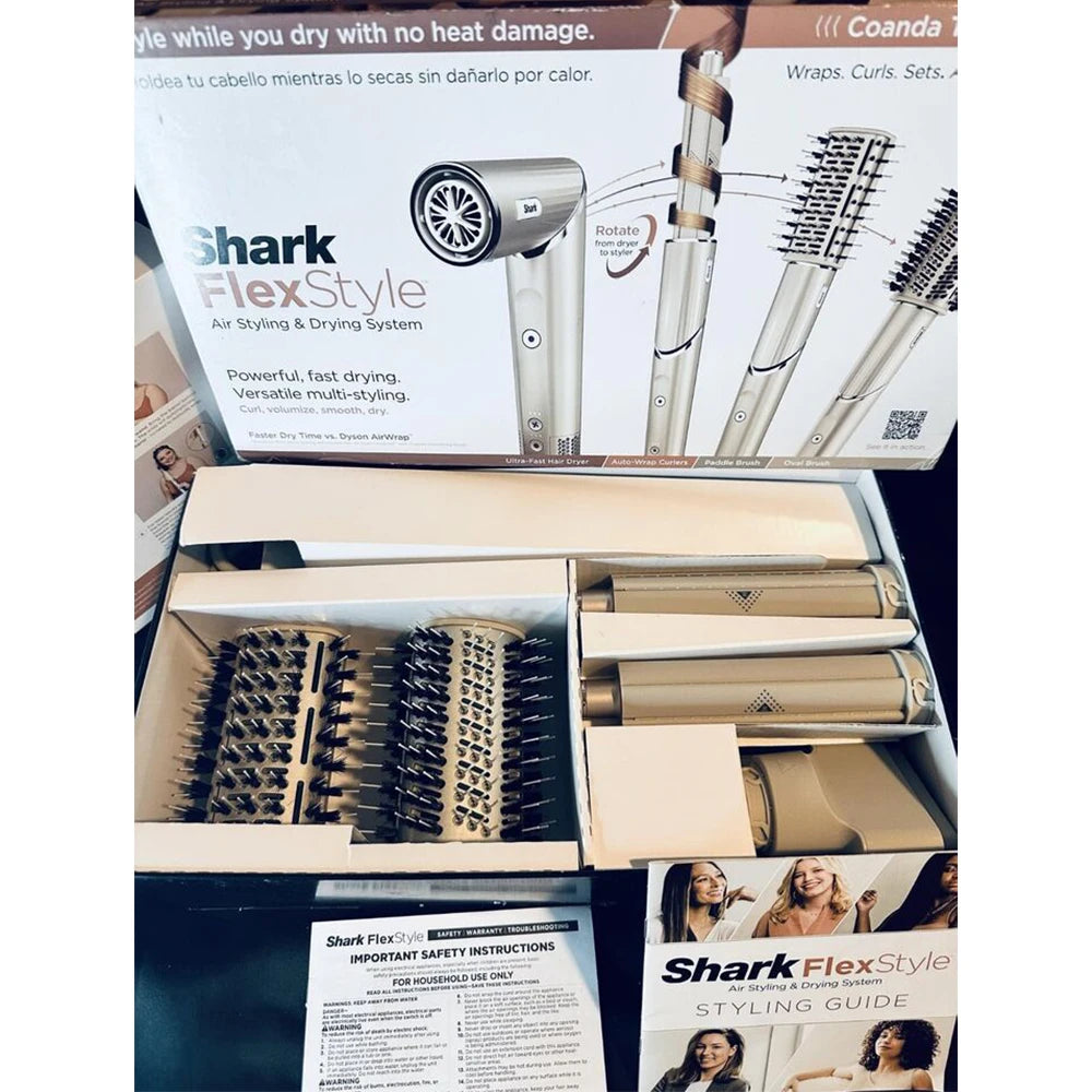 Shark HD430 FlexStyle Negative Ion Hair Dryer&Airwrap,Powerful Hair Dryer Brush & Multi-Styler with Auto-Wrap Curlers