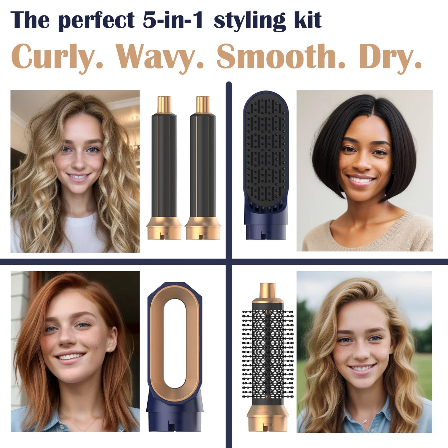 2024 New 5-in-1 Hair Dryer Hot Comb Set Professional Curling Iron Hair Straightener Styling Tool for Dyson Airwrap Hair Dryer Ho